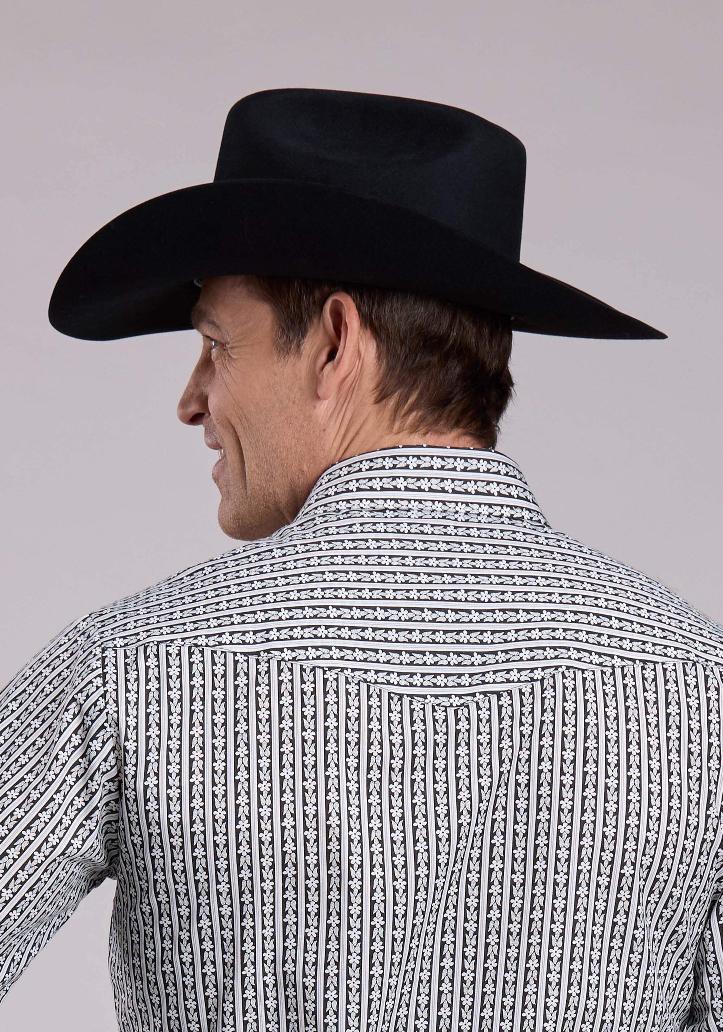 Roper Mens Long Sleeve Snap Black White Charcoal Wallpaper Paper Western Shirt - Roper - Flyclothing LLC