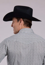 Roper Mens Long Sleeve Snap Black White Charcoal Wallpaper Paper Western Shirt - Roper - Flyclothing LLC