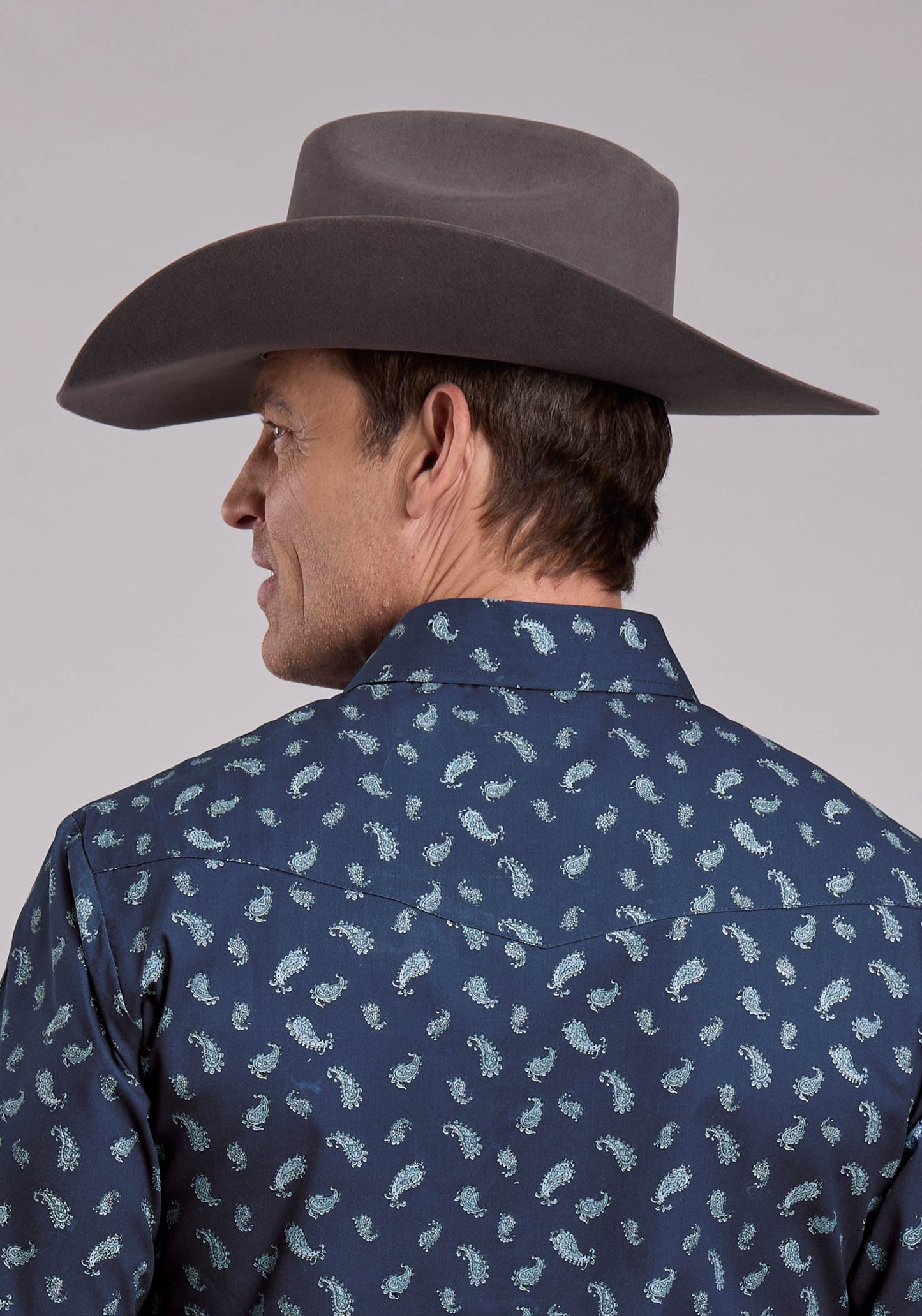 Roper Mens Long Sleeve Snap Blue Paisley Western Shirt