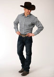 Roper Mens Long Sleeve Snap Navy And Cream Floral Print Western Shirt - Roper
