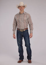 Roper Mens Long Sleeve Snap Wallpaper Print Western Shirt