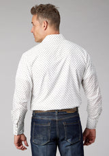 Roper Mens Cream Taupe Mini Floral Print Long Sleeve Snap Western Shirt