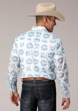 Roper Mens Multi Blue Floral Print Long Sleeve Snap Western Shirt