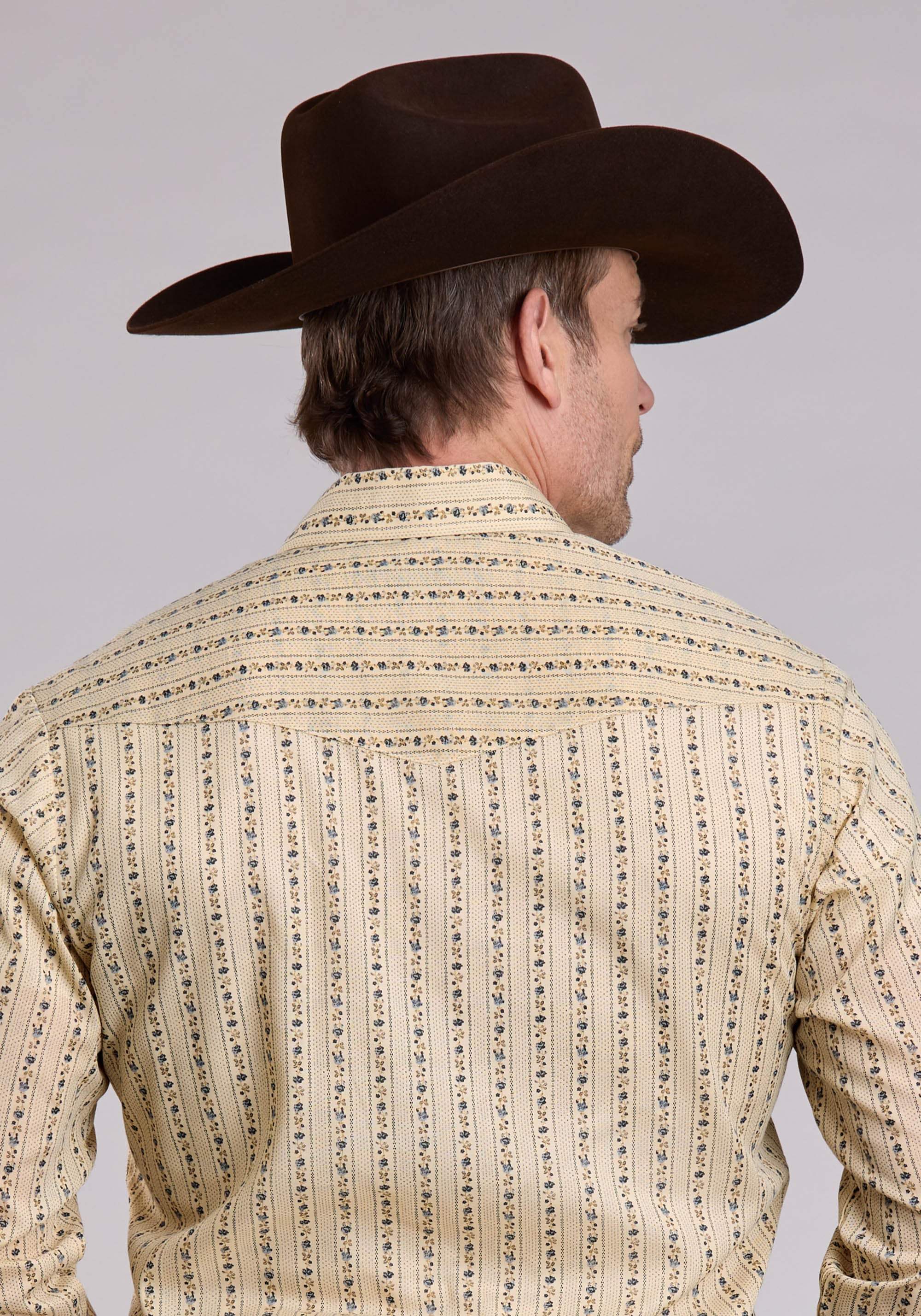 Roper Mens Long Sleeve Snap Wallpaper Floral Print Western Shirt - Roper - Flyclothing LLC