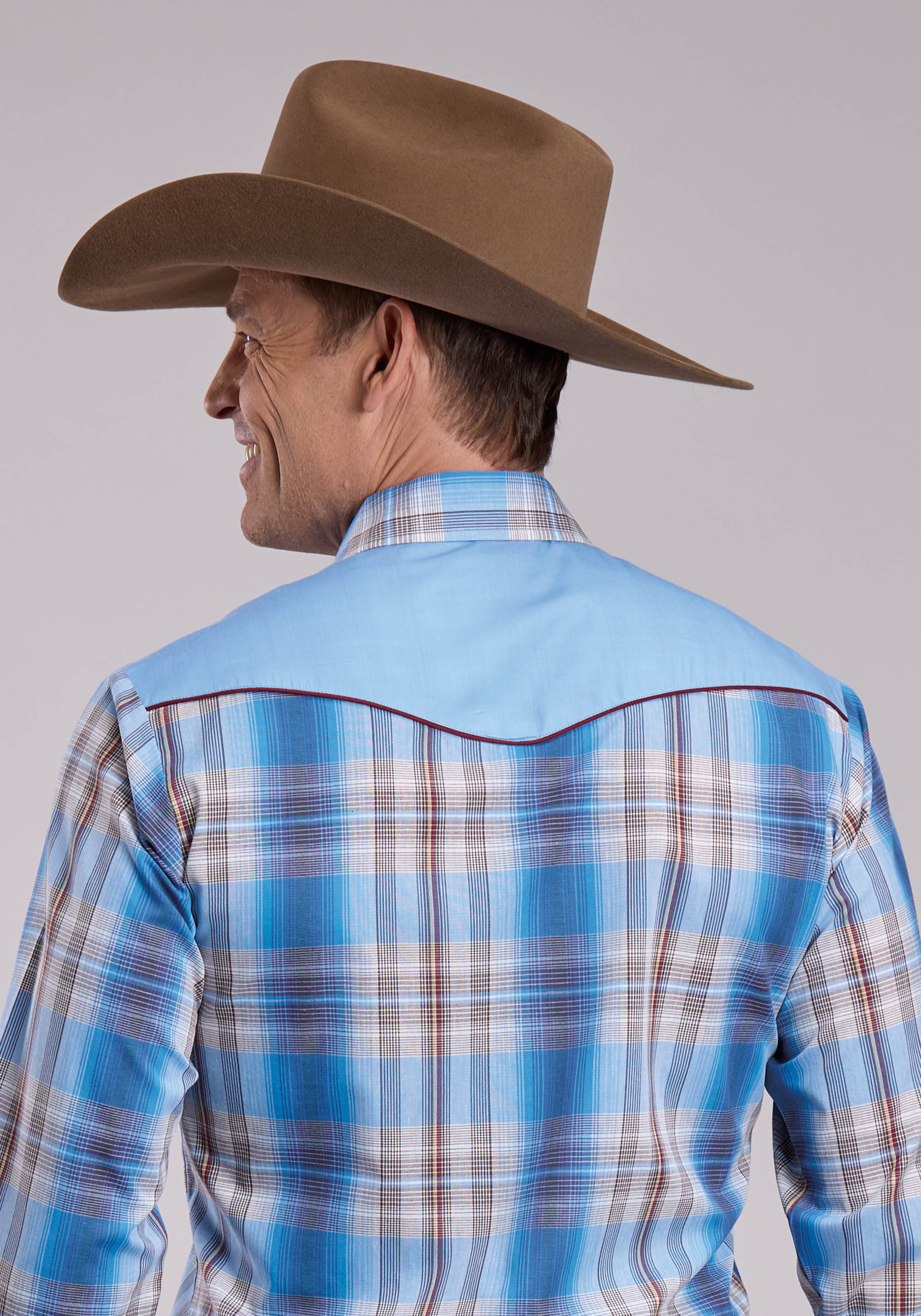 Mens Roper Madras Plaid Plaid Long Sleeve Snap Shirt