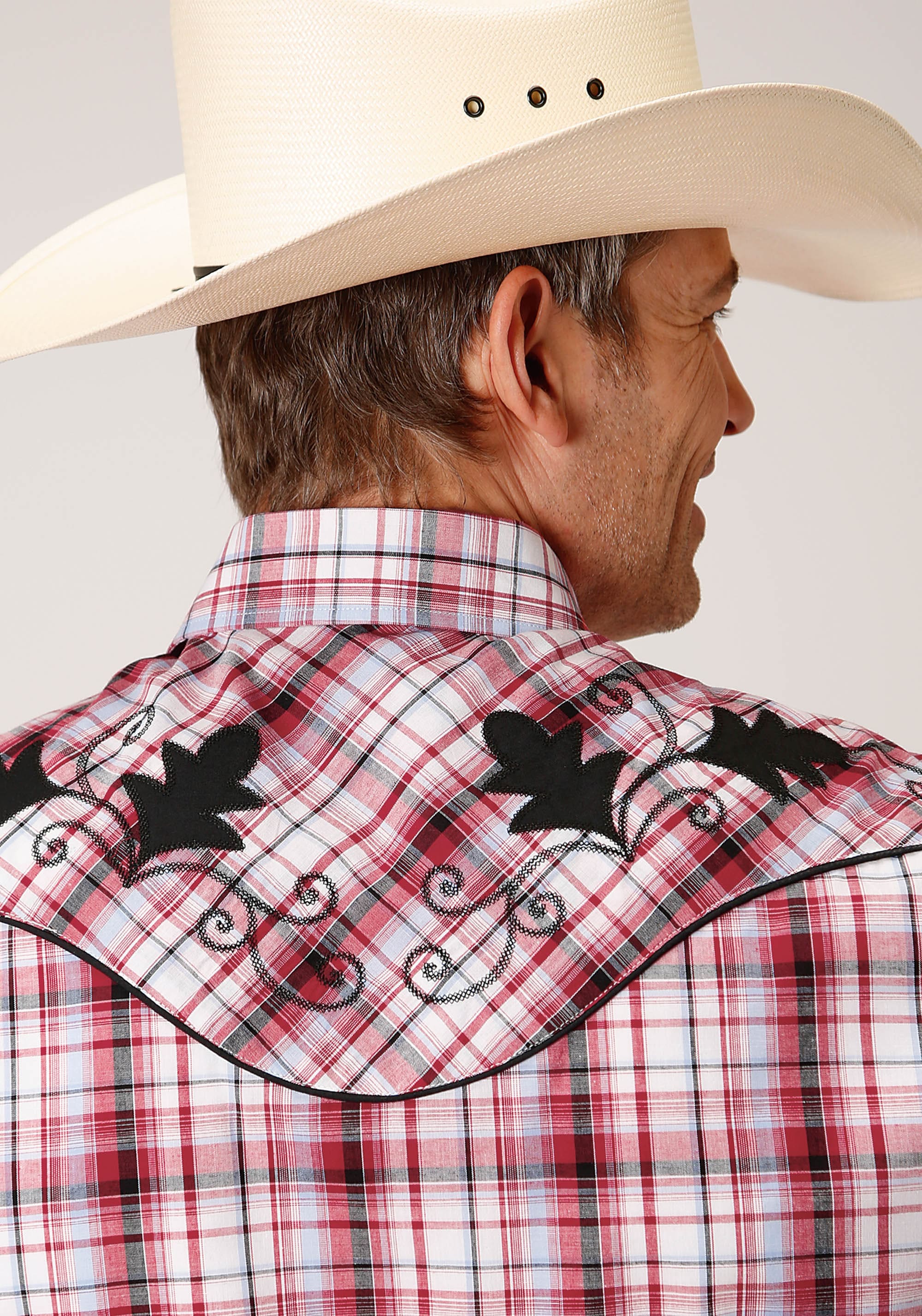 Roper Mens Long Sleeve Snap Red Plaid Western Shirt - Roper