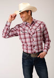 Roper Mens Long Sleeve Snap Red Plaid Western Shirt - Roper