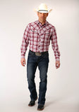 Roper Mens Long Sleeve Snap Red Plaid Western Shirt - Roper