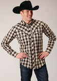 Roper Mens Long Sleeve Snap Black  Cream  And Olive Plaid Western Shirt - Roper