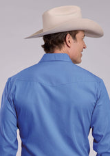 Mens Roper Solid Sky Blue Long Sleeve Snap Shirt - Roper - Flyclothing LLC