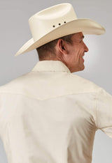 Roper Mens Long Sleeve Snap Solid Broadcloth Warm Ecru Western Shirt - Roper - Flyclothing LLC