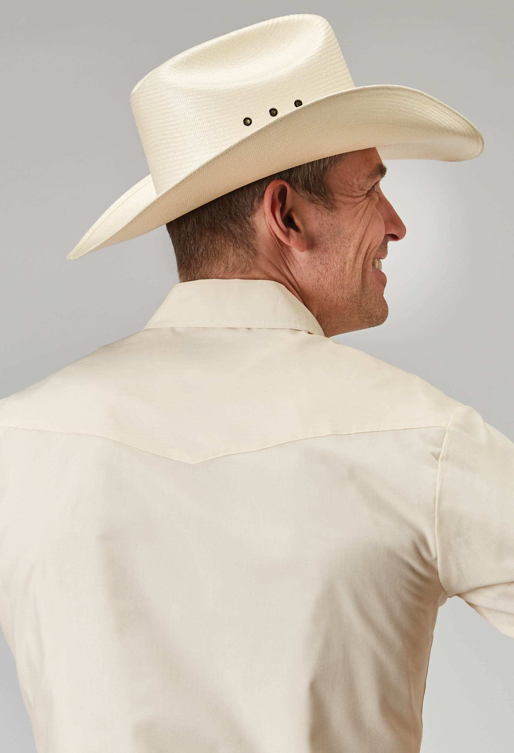 Roper Mens Long Sleeve Snap Solid Broadcloth Warm Ecru Western Shirt - Roper - Flyclothing LLC