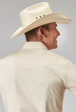 Roper Mens Long Sleeve Snap Solid Broadcloth Warm Ecru Western Shirt - Roper