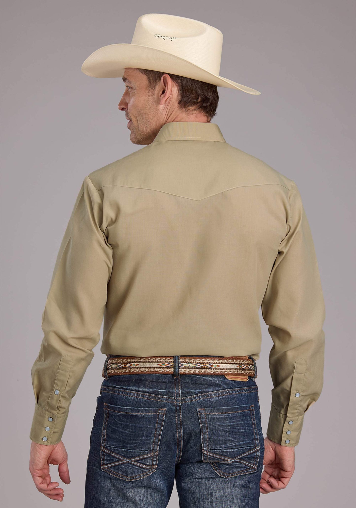 Roper Mens Solid Tan Long Sleeve Snap Western Shirt - Roper - Flyclothing LLC