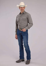 Roper Mens Long Sleeve Snap Solid Broadcloth - Light Smokey Grey Western Shirt - Roper - Flyclothing LLC