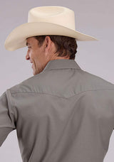 Roper Mens Long Sleeve Snap Solid Broadcloth - Light Smokey Grey Western Shirt - Roper - Flyclothing LLC