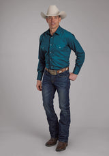 Roper Mens Solid Blue Steel Long Sleeve Snap Western Shirt - Roper - Flyclothing LLC