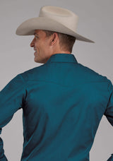 Roper Mens Solid Blue Steel Long Sleeve Snap Western Shirt - Roper - Flyclothing LLC