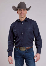 Roper Mens Long Sleeve Snap Solid Broadcloth - Deep Navy Western Shirt - Roper - Flyclothing LLC