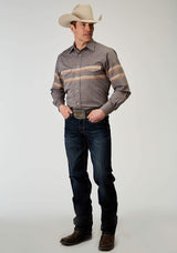 Roper Mens Long Sleeve Snap Border Stripe Western Shirt - Roper - Flyclothing LLC