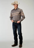 Roper Mens Long Sleeve Snap Border Stripe Western Shirt - Roper