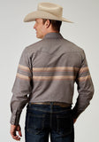 Roper Mens Long Sleeve Snap Border Stripe Western Shirt - Roper