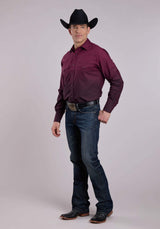 Mens Roper Wine Black Border Stripe Long Sleeve Snap Shirt - Roper - Flyclothing LLC