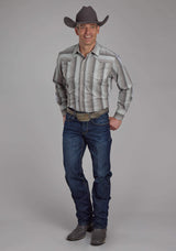 Roper Mens Multi Gray Stripe Long Sleeve Snap Western Shirt - Roper - Flyclothing LLC