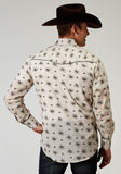 Roper Mens Long Sleeve Snap Vintage Floral Western Shirt With Solid Piping On Front And Back Yokes Smile Pockets - Roper