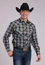 Roper Mens Long Sleeve Snap Forrest Black Tan Plaid Western Shirt - Roper - Flyclothing LLC