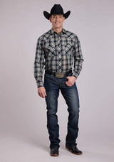 Roper Mens Long Sleeve Snap Forrest Black Tan Plaid Western Shirt - Roper - Flyclothing LLC