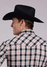 Roper Mens Long Sleeve Snap Black White Tan Plaid Western Shirt - Roper - Flyclothing LLC