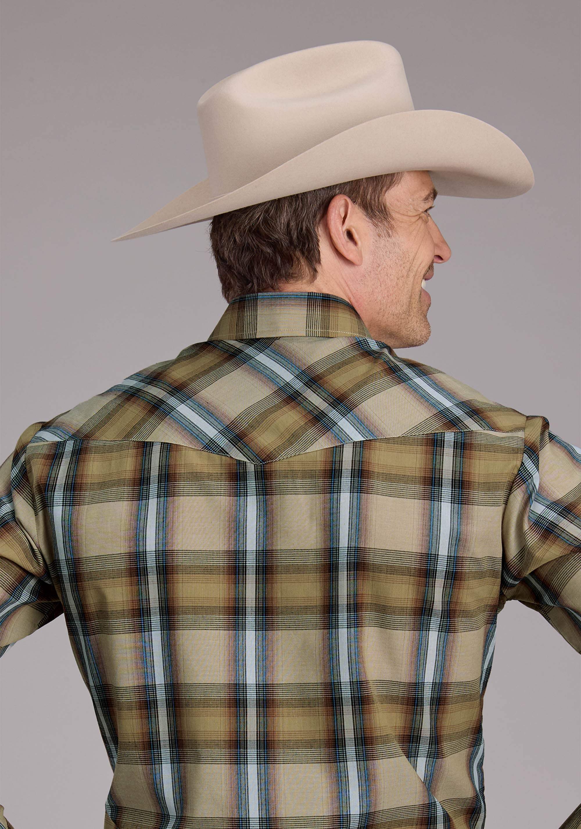 Roper Mens Tan Plaid Long Sleeve Snap Western Shirt - Roper - Flyclothing LLC