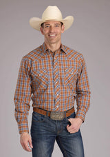 Roper Mens Rust Plaid Long Sleeve Snap Western Shirt - Roper - Flyclothing LLC