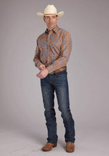 Roper Mens Rust Plaid Long Sleeve Snap Western Shirt - Roper - Flyclothing LLC
