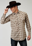 Roper Mens Long Sleeve Snap Desert Plaid Western Shirt - Roper