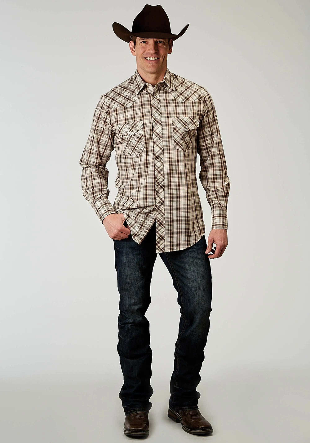 Roper Mens Long Sleeve Snap Desert Plaid Western Shirt - Roper - Flyclothing LLC