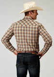Roper Mens Long Sleeve Snap Brown Plaid Western Shirt - Roper