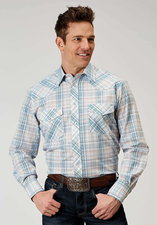 Roper Mens Long Sleeve Snap Multi Plaid Western Shirt - Roper - Flyclothing LLC