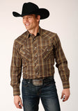 Roper Mens Long Sleeve Snap Multi Brown Plaid Western Shirt - Roper