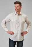 Roper Mens Long Sleeve Snap Neutral Stripe Western Shirt - Roper