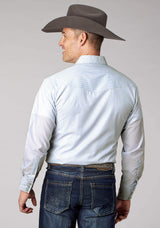 Roper Mens Light Blue Charcoal Wh Stripe Long Sleeve Snap Western Shirt - Roper - Flyclothing LLC