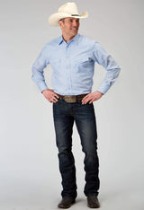 Roper Mens Long Sleeve Snap Light Blue Tonal Stripe Western Shirt - Roper - Flyclothing LLC