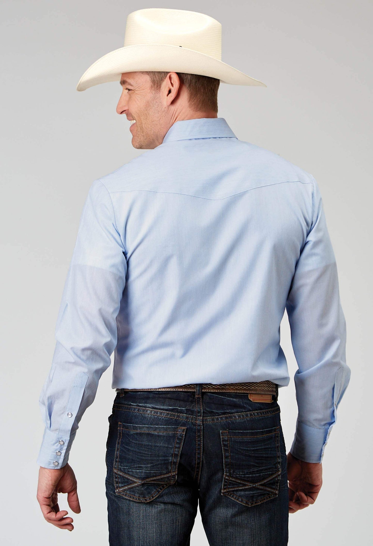 Roper Mens Long Sleeve Snap Light Blue Tonal Stripe Western Shirt - Roper - Flyclothing LLC