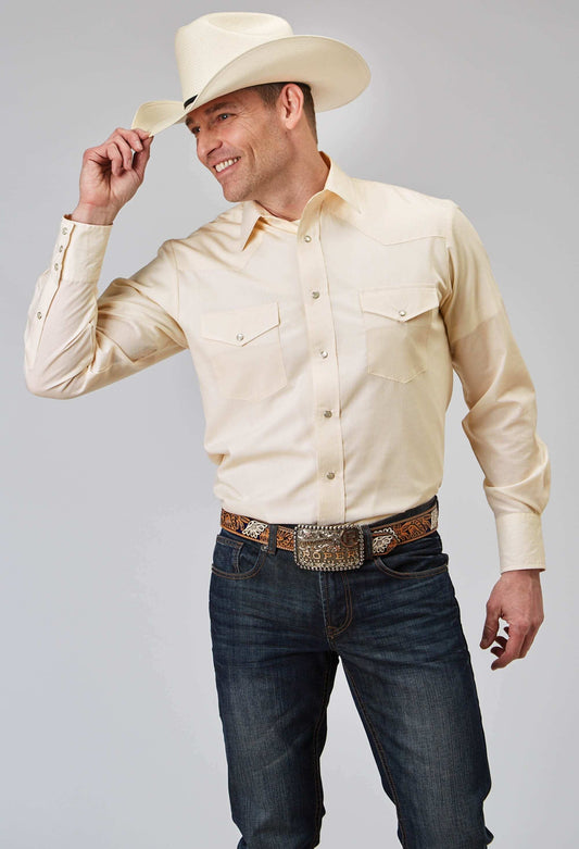 Roper Mens Long Sleeve Snap Cream Tonal Stripe Western Shirt - Roper - Flyclothing LLC