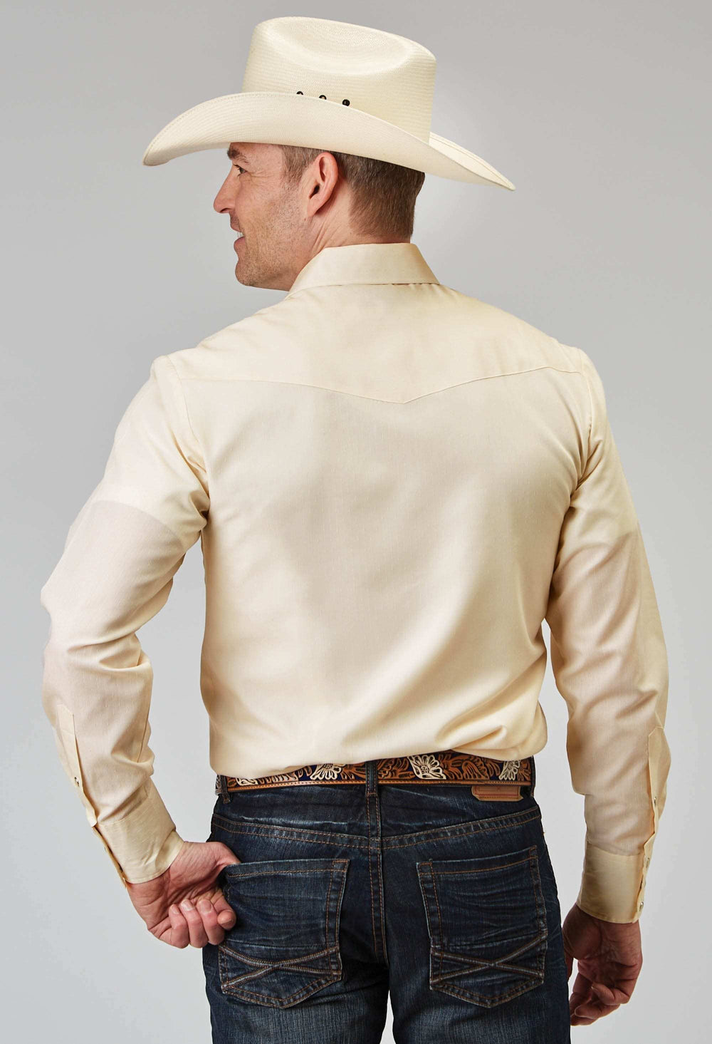 Roper Mens Long Sleeve Snap Cream Tonal Stripe Western Shirt - Roper - Flyclothing LLC