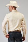 Roper Mens Long Sleeve Snap Cream Tonal Stripe Western Shirt - Roper