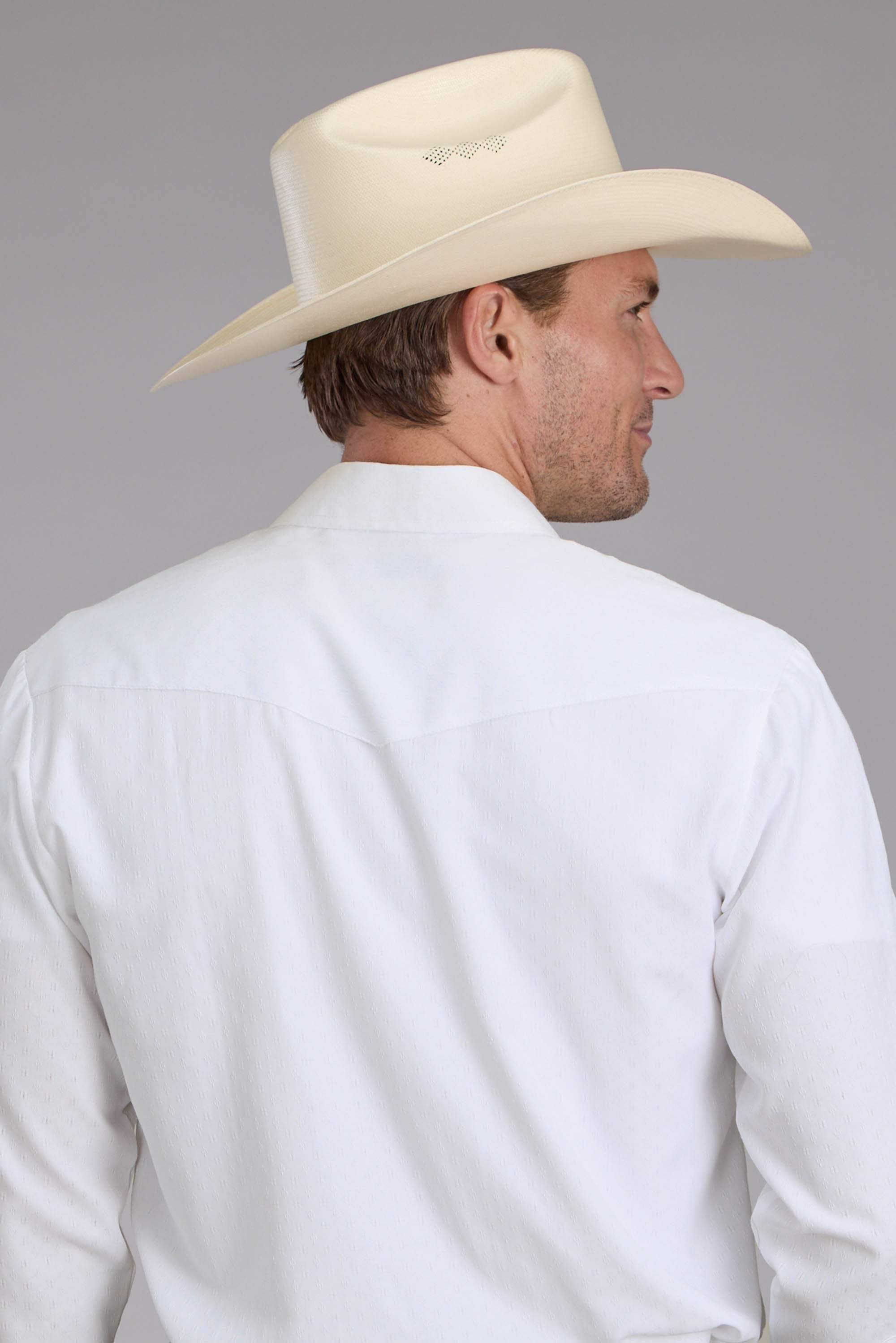 Roper Mens White Tone On Tone Long Sleeve Snap Western Shirt - Roper - Flyclothing LLC