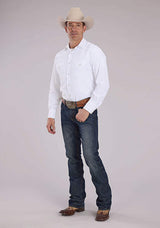 Roper Mens White Aztec Tone On Tone Long Sleeve Snap Western Shirt - Roper - Flyclothing LLC