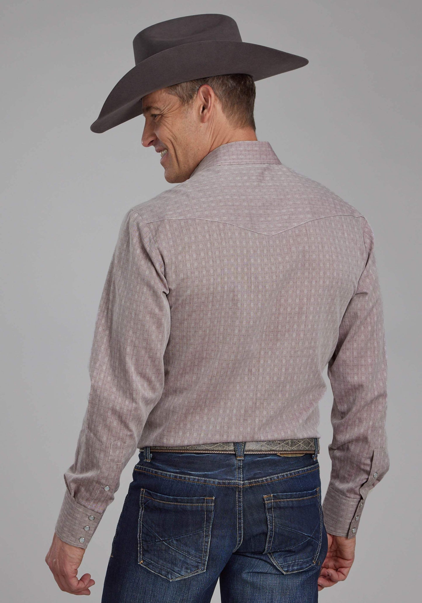 Roper Mens Allover Tone On Tone - Dark Red Long Sleeve Snap Western Shirt - Roper - Flyclothing LLC